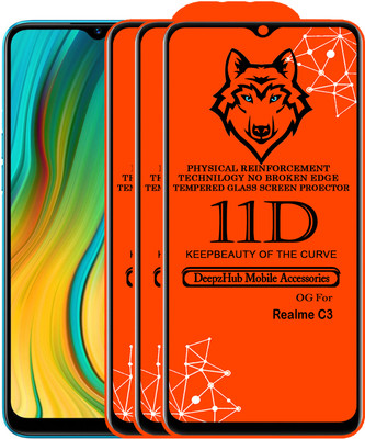 DeepzHub Edge To Edge Tempered Glass for Realme C3(Pack of 3)