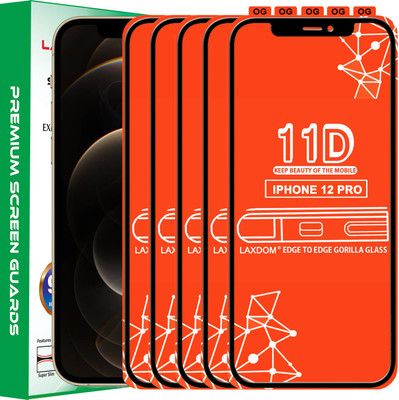 Laxdom Edge To Edge Tempered Glass for APPLE IPHONE 12 PRO(Pack of 5)