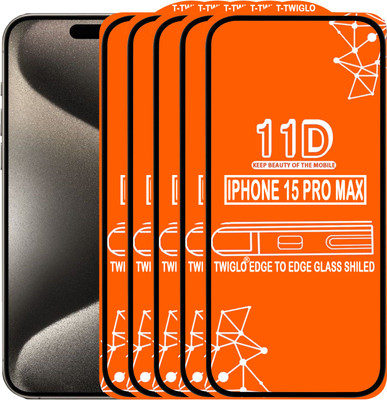 TWIGLO Edge To Edge Tempered Glass for IPHONE 15 PRO MAX(Pack of 5)