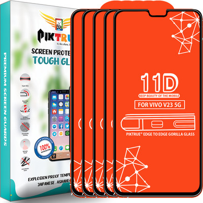 PikTrue Edge To Edge Tempered Glass for Vivo V23 5G(Pack of 5)