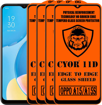 CYOR Edge To Edge Tempered Glass for OPPO A15(Pack of 4)