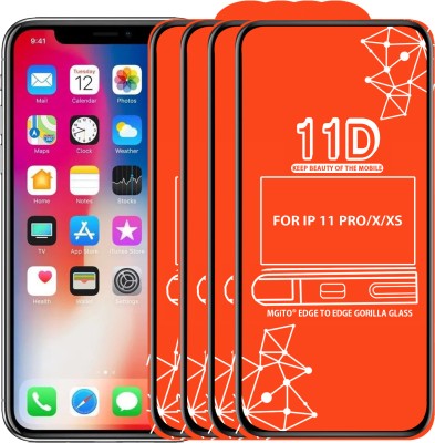 MGito Edge To Edge Tempered Glass for FOR IPHONE 11 PRO, Apple iPhone X, Apple iPhone XS(Pack of 4)