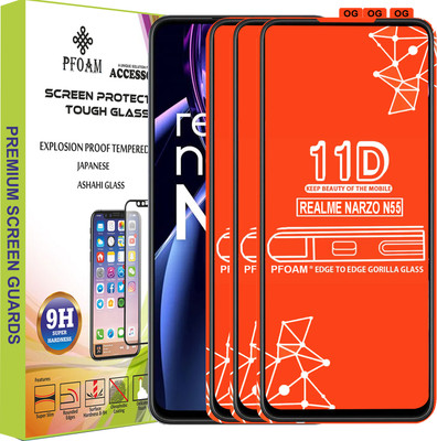 PFOAM Edge To Edge Tempered Glass for REALME NARZO N55(Pack of 3)