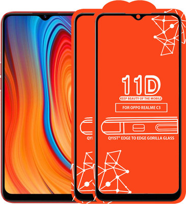 Qyist Edge To Edge Tempered Glass for Realme C3(Pack of 2)