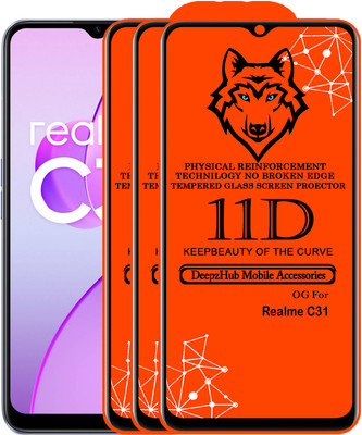 DeepzHub Edge To Edge Tempered Glass for Realme C31(Pack of 3)