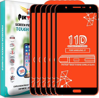PikTrue Edge To Edge Tempered Glass for Samsung Galaxy J7(Pack of 6)