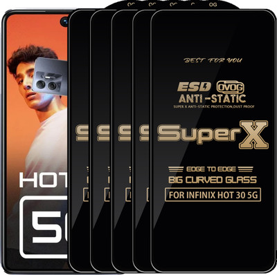 Roxel Edge To Edge Tempered Glass for INFINIX HOT 30 5G(Pack of 5)