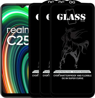 CYOR Edge To Edge Tempered Glass for REALME C25Y(Pack of 3)