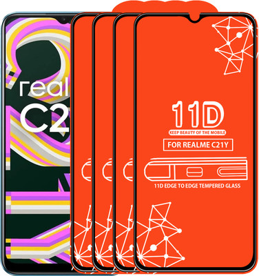 Roxel Edge To Edge Tempered Glass for Realme C21Y(Pack of 4)