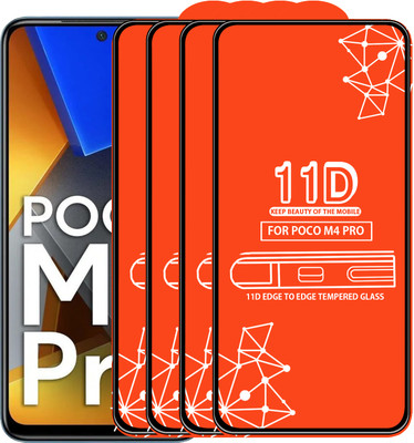 Roxel Edge To Edge Tempered Glass for Poco M4 Pro(Pack of 4)