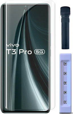 OneTech Edge To Edge Tempered Glass for Vivo T3 Pro 5G 9H Hardness, UV Advanced HD+ Screen Protector(Pack of 1)