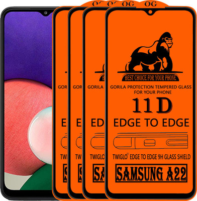 TWIGLO Edge To Edge Tempered Glass for SAMSUNG A22(Pack of 4)