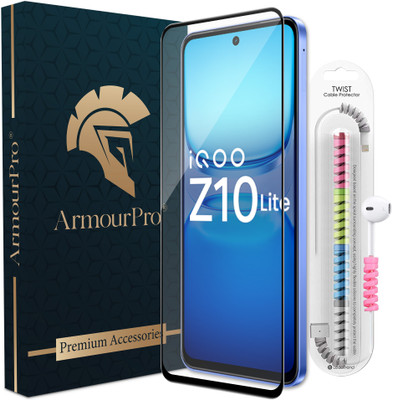 ArmourPro Edge To Edge Tempered Glass for IQOO Z10 Lite 5G, IQOO Z10 Lite, OG Tempered Glass with Cable Protector(Pack of 1)