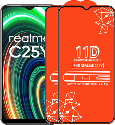 Qyist Edge To Edge Tempered Glass for Realme C25Y(Pack of 2)