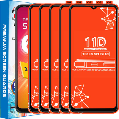 Rofix star Edge To Edge Tempered Glass for TECNO SPARK 8C(Pack of 5)