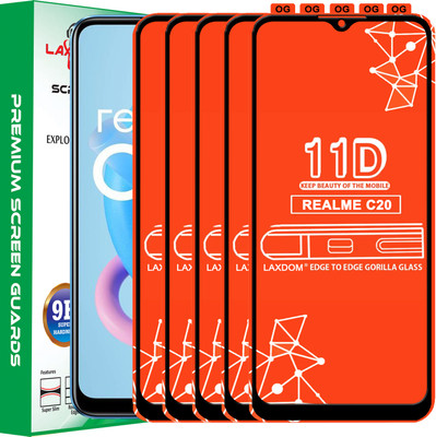 Laxdom Edge To Edge Tempered Glass for REALME C20(Pack of 5)