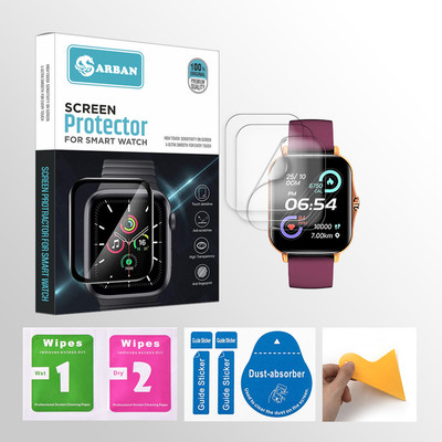 ARBAN Edge To Edge Tempered Glass for Gizfit 910 Pro Smartwatch 3 PROTECTOR + 3 WIPES + 3 DUST REMOVAL STICKER + 1 WIPER(Pack of 3)