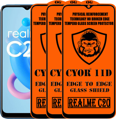 CYOR Edge To Edge Tempered Glass for REALME C20(Pack of 3)