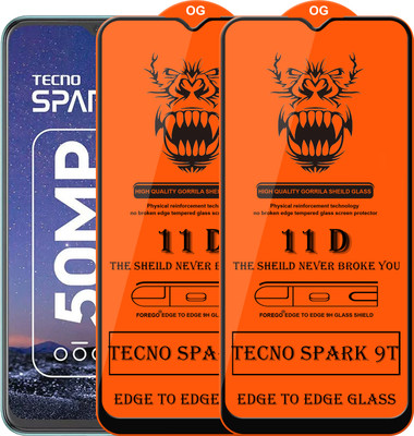 Forego Edge To Edge Tempered Glass for Tecno Spark 9T(Pack of 2)