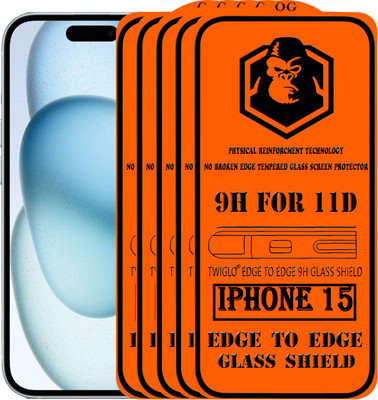 TWIGLO Edge To Edge Tempered Glass for IPHONE 15(Pack of 5)