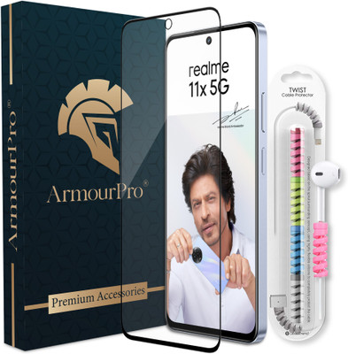 ArmourPro Edge To Edge Tempered Glass for Realme 11X 5G, Realme 11 5G, Realme Narzo 60X 5G, (1 OG Tempered Glass with 1 Cable Protector)(Pack of 2)