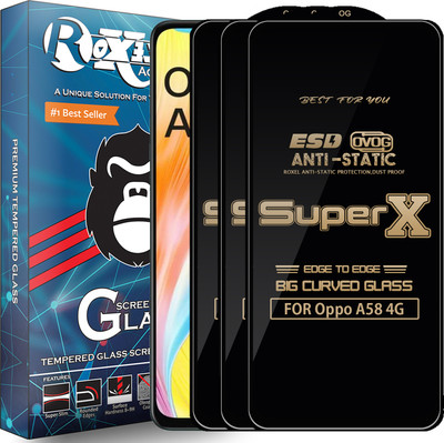 Roxel Edge To Edge Tempered Glass for Oppo A58 4G(Pack of 3)