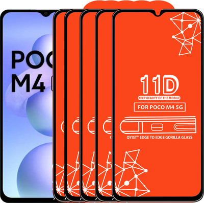 Qyist Edge To Edge Tempered Glass for Poco M4 5G(Pack of 5)