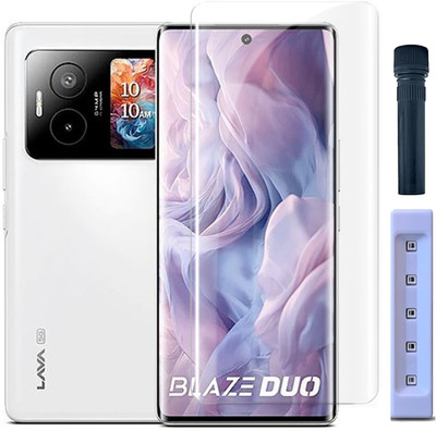 OneTech Edge To Edge Tempered Glass for Lava Blaze Duo 5G 9H Hardness, UV Advanced Screen Protector(Pack of 1)