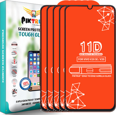 PikTrue Edge To Edge Tempered Glass for Vivo V20 Se(Pack of 5)