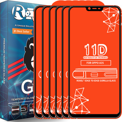 Roxel Edge To Edge Tempered Glass for Oppo A3s(Pack of 6)