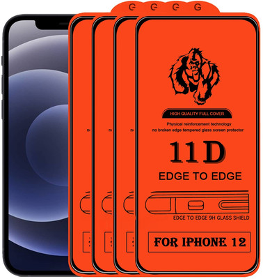 1DOLLAR Edge To Edge Tempered Glass for IPhone 12(9H-11D-Pack of 4)(Pack of 4)