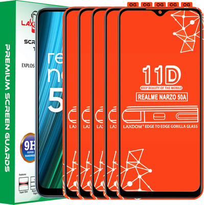 Laxdom Edge To Edge Tempered Glass for REALME NARZO 50A(Pack of 5)