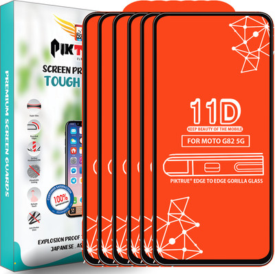 PikTrue Edge To Edge Tempered Glass for Moto G82 5G(Pack of 6)