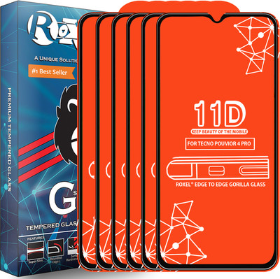 Roxel Edge To Edge Tempered Glass for Tecno Pouvior 4 Pro(Pack of 6)
