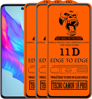 TWIGLO Edge To Edge Tempered Glass for TECNO CAMON 18 PRO(Pack of 3)