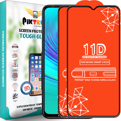 PikTrue Edge To Edge Tempered Glass for Infinix Smart 4 Plus(Pack of 2)