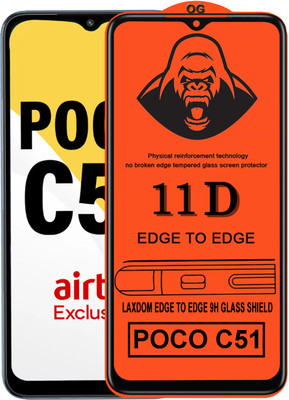 Laxdom Edge To Edge Tempered Glass for POCO C51(Pack of 1)