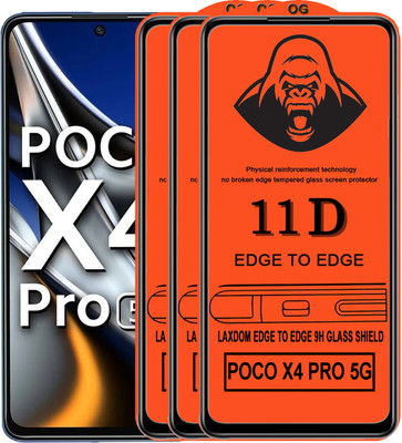 Laxdom Edge To Edge Tempered Glass for POCO X4 PRO 5G(Pack of 3)