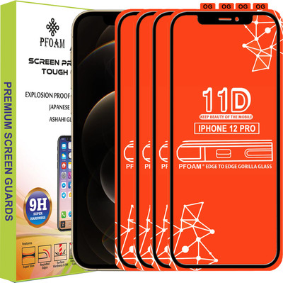 PFOAM Edge To Edge Tempered Glass for APPLE IPHONE 12 PRO(Pack of 4)