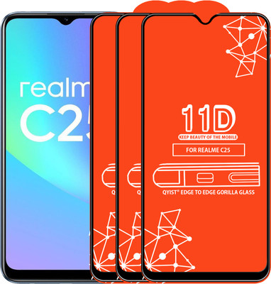 Qyist Edge To Edge Tempered Glass for Realme C25(Pack of 3)