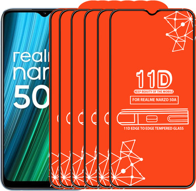 Qyist Edge To Edge Tempered Glass for Realme Narzo 50A(Pack of 6)