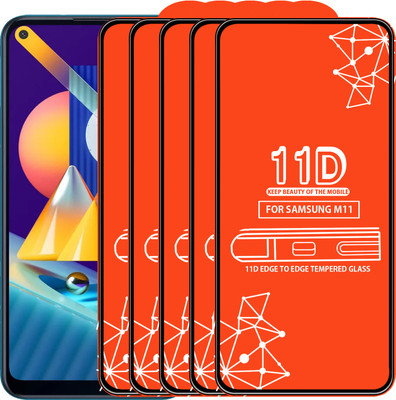 Qyist Edge To Edge Tempered Glass for Samsung Galaxy M11(Pack of 5)