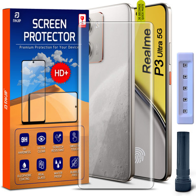 FAVJIP Edge To Edge Tempered Glass for Realme P3 Ultra 5G, Realme P3 Ultra, Quad Curved UV Liquid Glue Screen Guard Protector with Easy Installation Kit(Pack of 1)