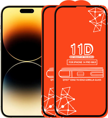 Qyist Edge To Edge Tempered Glass for Iphone 14 Pro Max(Pack of 2)