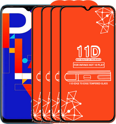 Roxel Edge To Edge Tempered Glass for Infinix Hot 10 Play(Pack of 4)