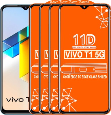 CYOR Edge To Edge Tempered Glass for VIVO T1 5G(Pack of 4)