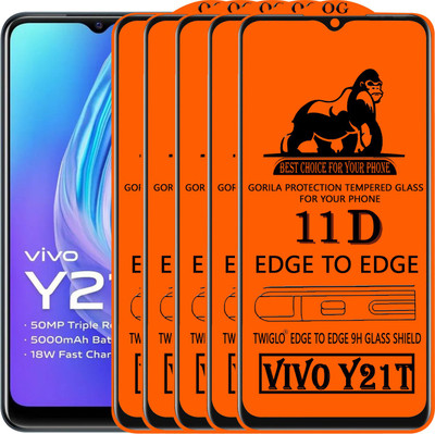 TWIGLO Edge To Edge Tempered Glass for VIVO Y21T(Pack of 5)