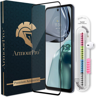ArmourPro Edge To Edge Tempered Glass for Motorola G62 5G, Moto G62 5G, Motorola G71, (1 OG Tempered Glass with 1 Cable Protector)(Pack of 1)