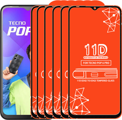 Roxel Edge To Edge Tempered Glass for Tecno Pop 6 Pro(Pack of 6)