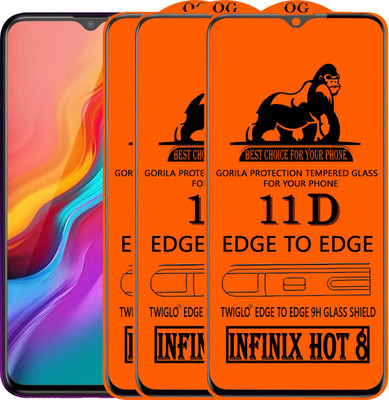 TWIGLO Edge To Edge Tempered Glass for Infinix Hot 8(Pack of 3)